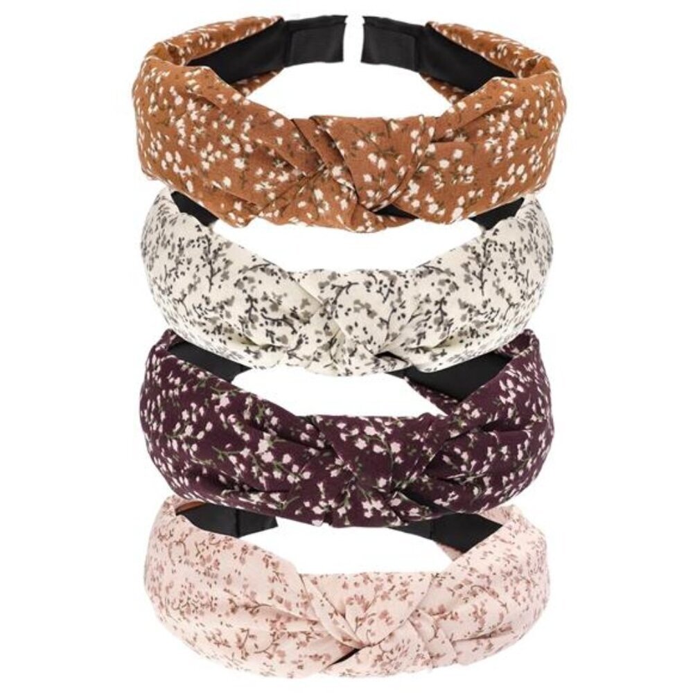 4Pcs Floral Knotted Headbands for Women Fashion, Top Knot Fabric Headbands - Picture 4 of 7